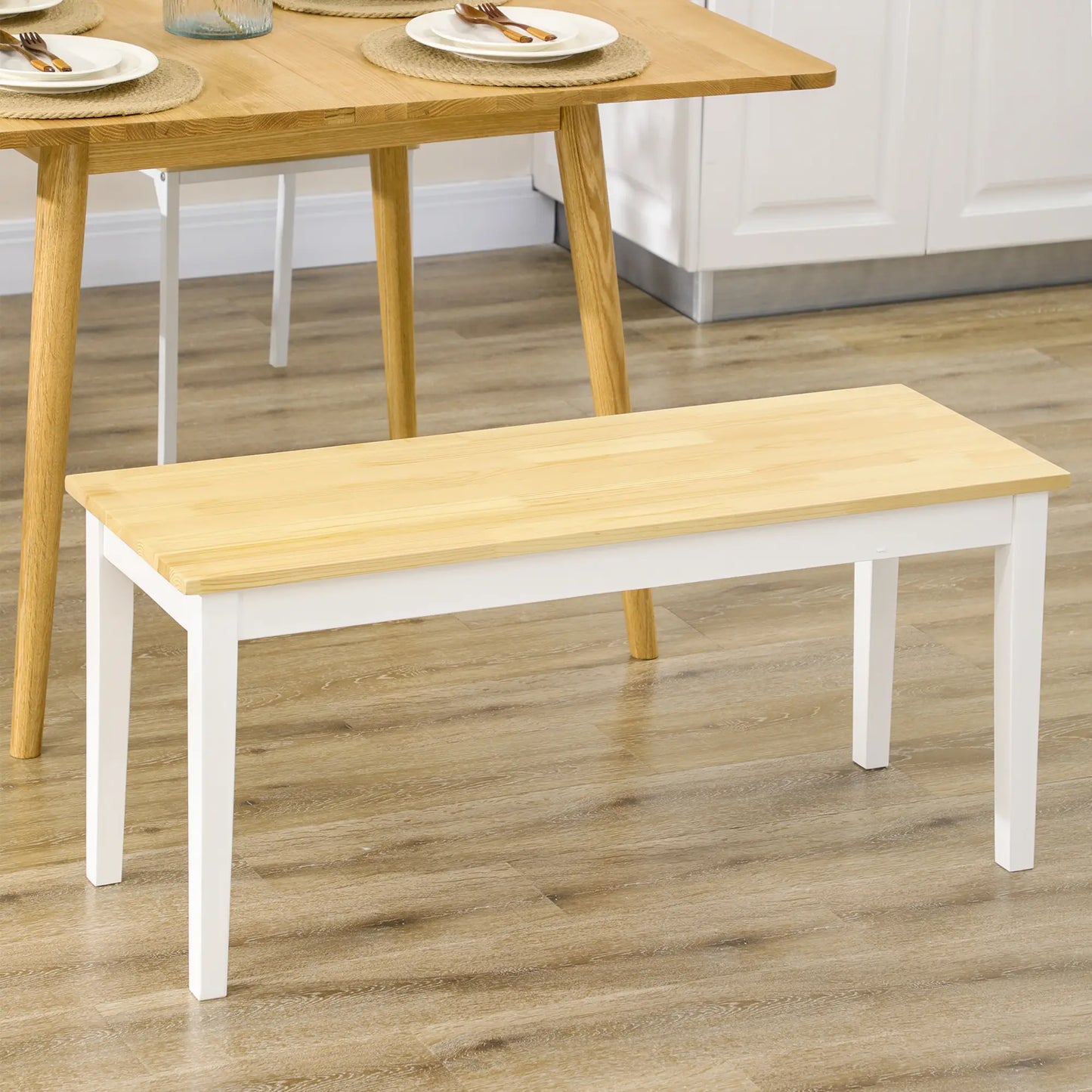 40" Wood Dining Bench, 2 Person, Natural Dining Chairs at Gallery Canada