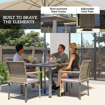 5-Piece Wicker Outdoor Furniture Set, Rattan Patio Dining with Cushions, Grey Patio Furniture Sets at Gallery Canada