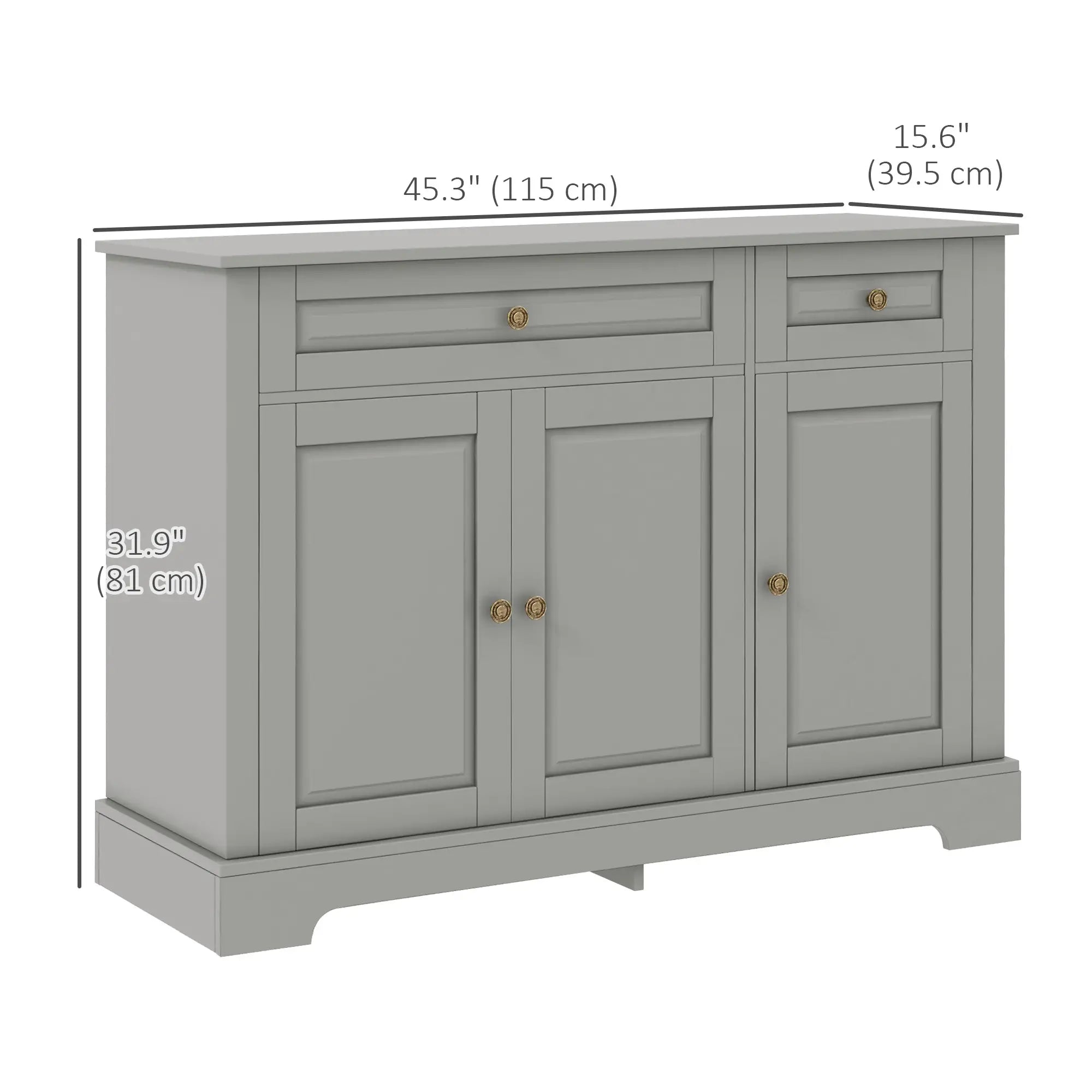 Modern Sideboard Cabinet, 2 Drawers, Adjustable Shelves, Dining Room, Grey Bar Cabinets at Gallery Canada