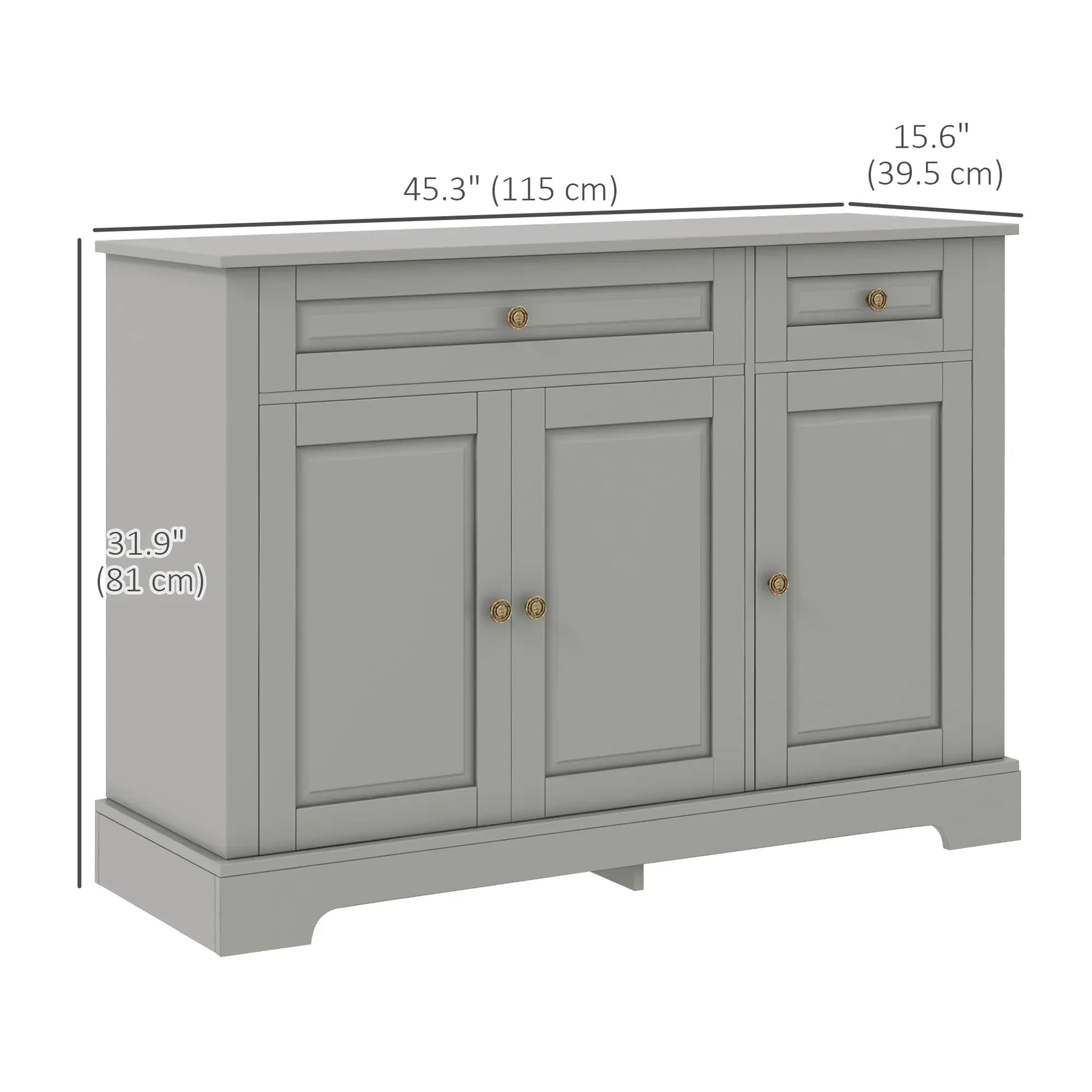 Modern Sideboard Cabinet, 2 Drawers, Adjustable Shelves, Dining Room, Grey Bar Cabinets at Gallery Canada