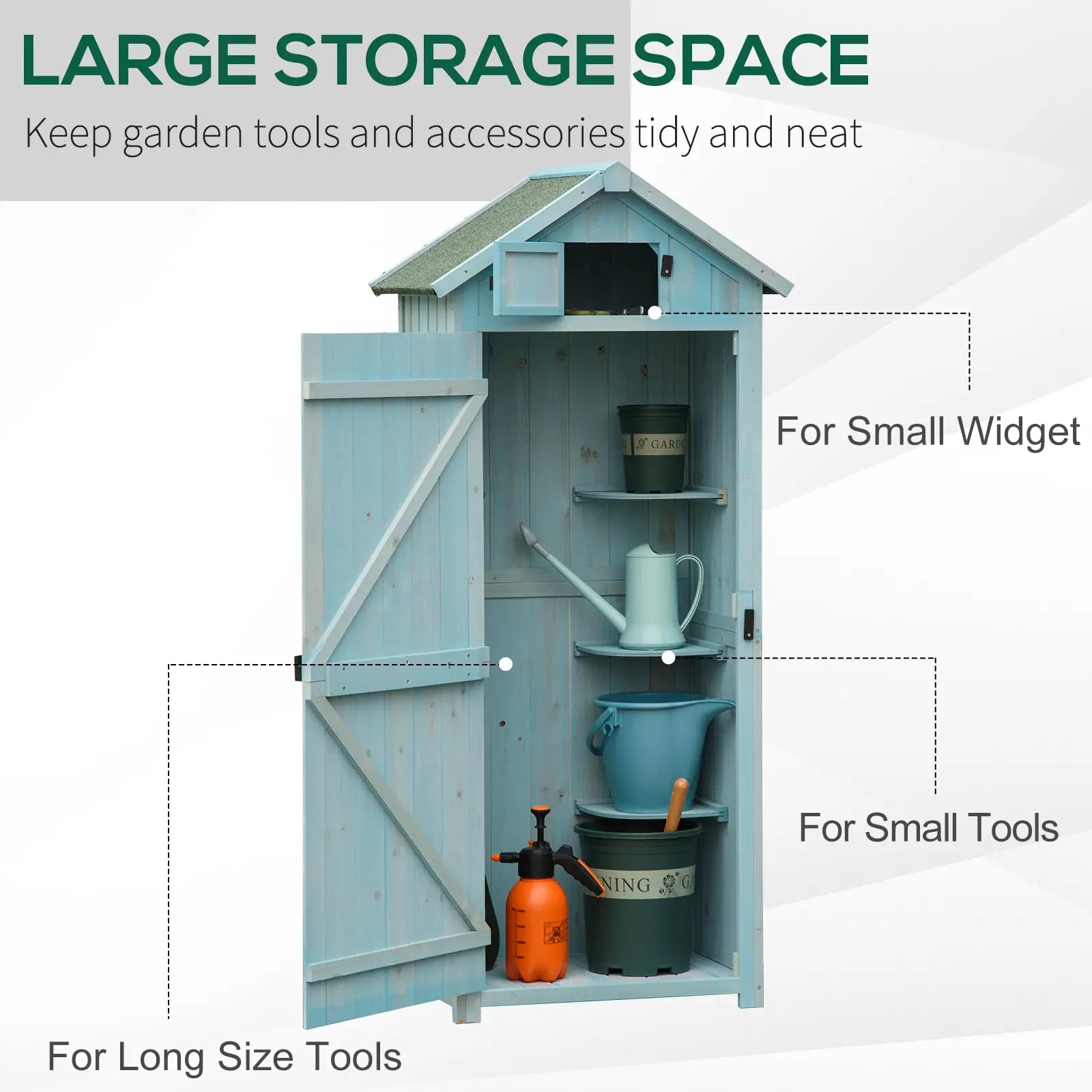 30" x 21" x 71" Garden Storage Shed, Outdoor Tool House, 3 Tier Shelves, Blue Sheds at Gallery Canada