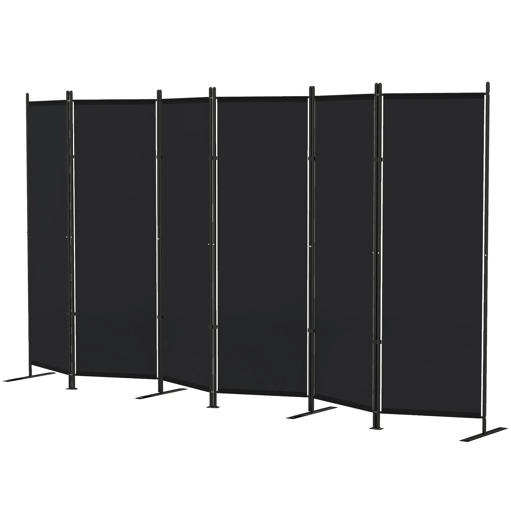 6 Ft 6 Panel Folding Room Divider, Portable Privacy Screen, Black Room Dividers Black at Gallery Canada