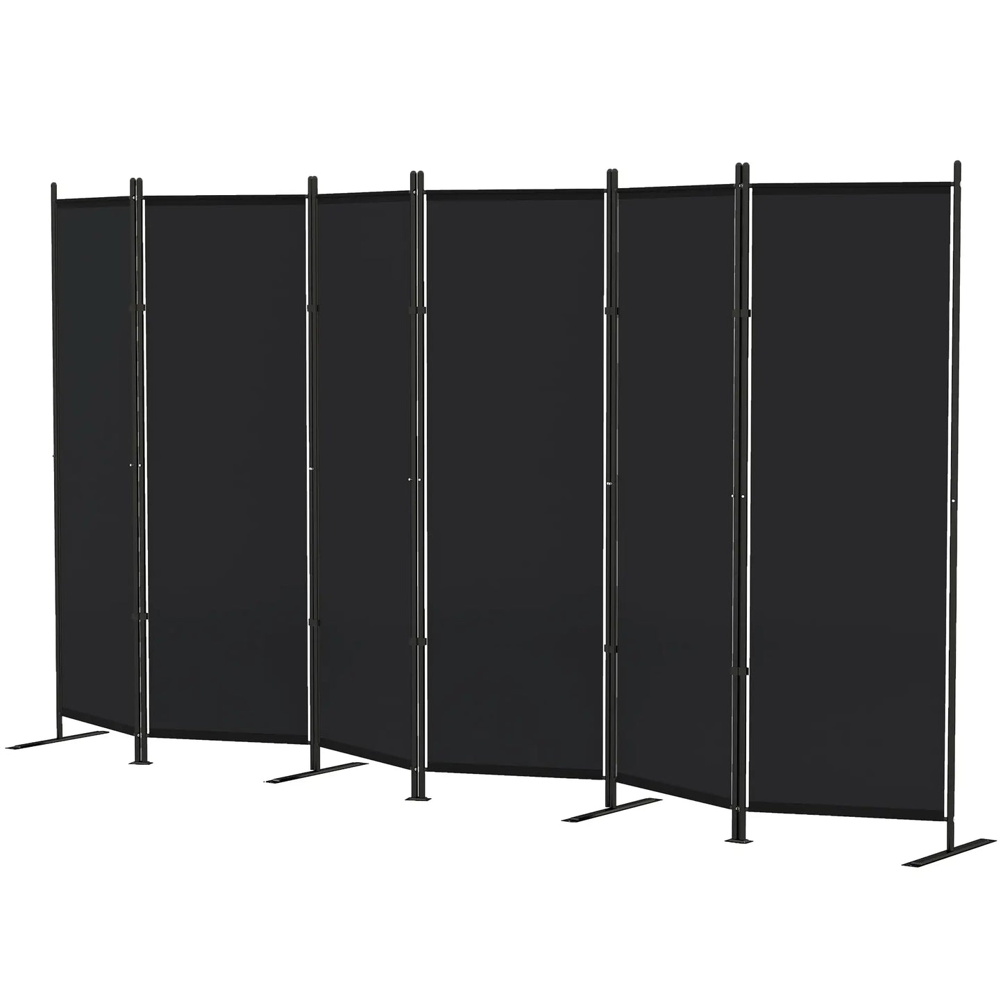6 Ft 6 Panel Folding Room Divider, Portable Privacy Screen, Black Room Dividers Black at Gallery Canada