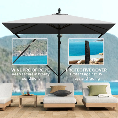 Patio Offset Umbrella, Crank Parasol With Base, Cover, Wind Securing, Khaki Offset Cantilever Umbrellas at Gallery Canada