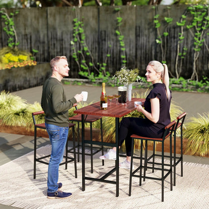 5 Piece Patio Bar Set, 47" Table, 4 Stools, Brown Bistro Sets at Gallery Canada