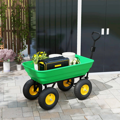 Heavy Duty Garden Dump Cart, 440lbs, Steel Frame, 12" Pneumatic Tires, Green Folding Garden Carts at Gallery Canada