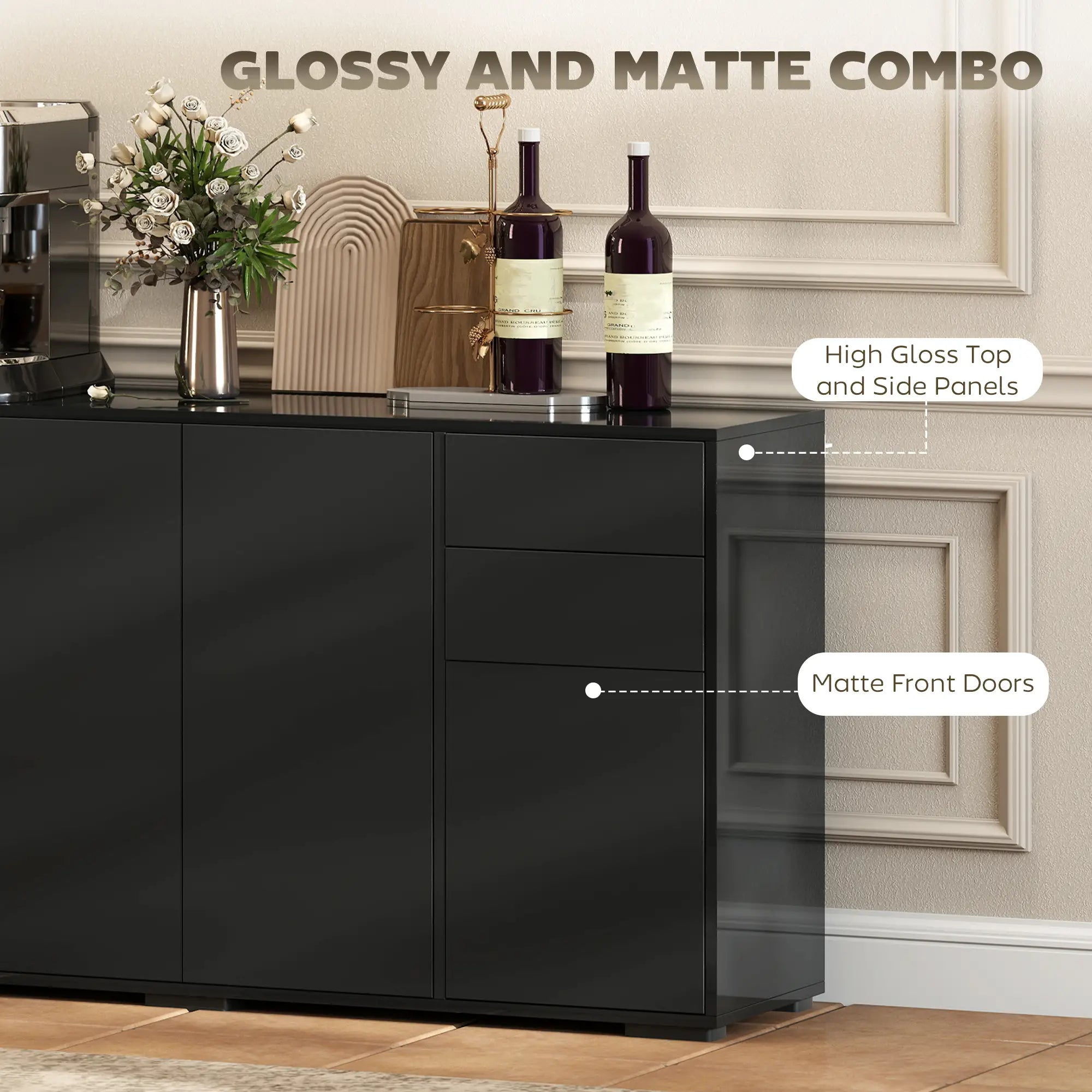 Kitchen Sideboard Storage Cabinet, Modern Coffee Bar, Black Bar Cabinets at Gallery Canada
