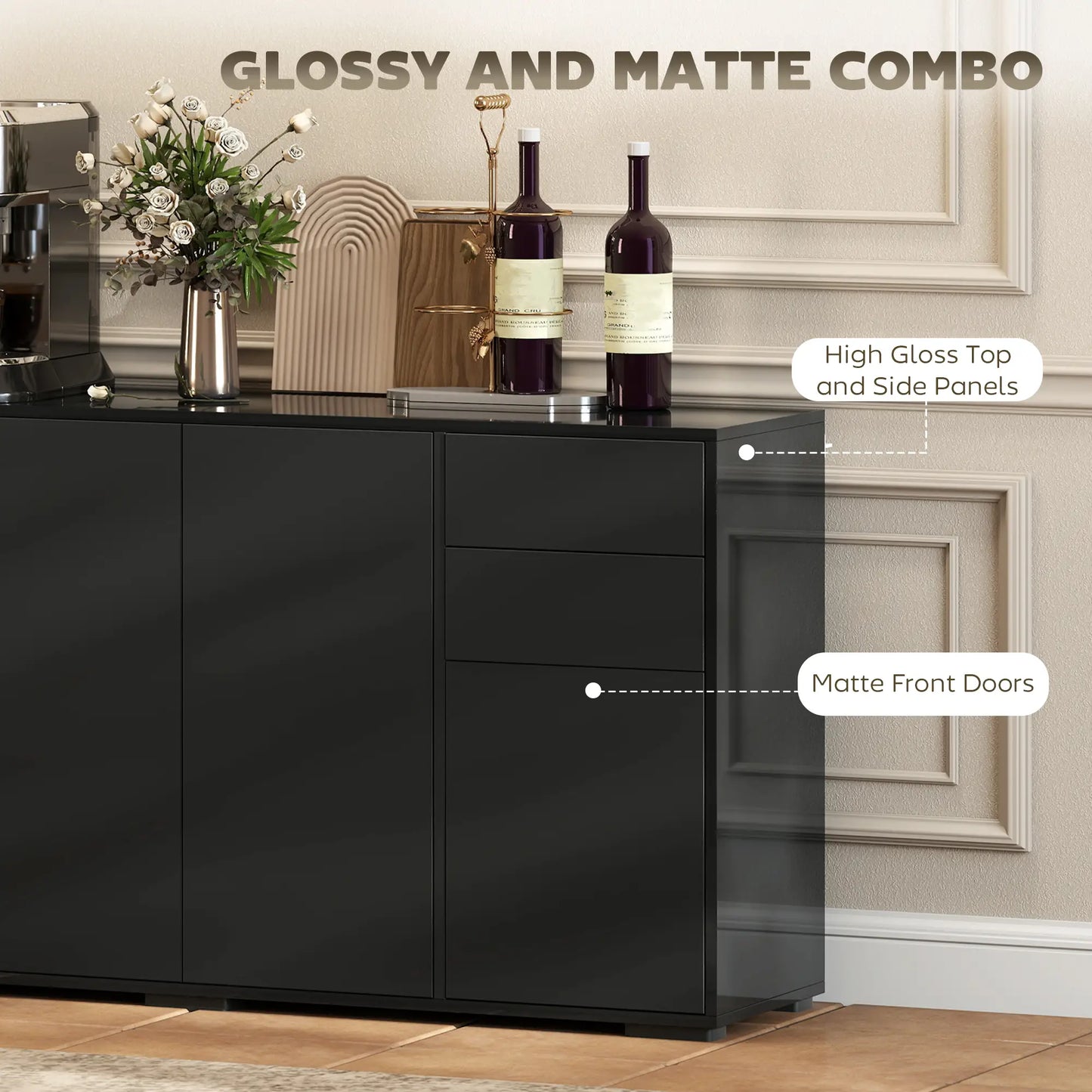 Kitchen Sideboard Storage Cabinet, Modern Coffee Bar, Black Bar Cabinets at Gallery Canada