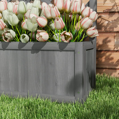 Wood Planter With Trellis, Raised Garden Bed, 28" x 11" x 46", Grey Wooden Planter Boxes at Gallery Canada
