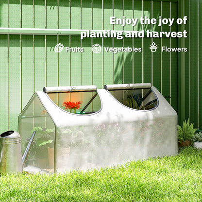 Mini Tunnel Greenhouse, 47" x 24" x 24", Steel Frame PE Cover, White Mini Greenhouses at Gallery Canada
