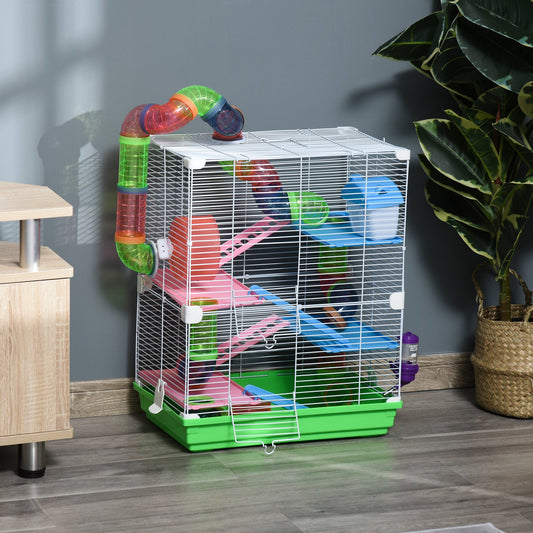 5 Tiers Hamster Cage Portable Animal Travel Carrier Habitat with Exercise Wheels Play Tube Water Bottle Dishes House Ladder for Mice Gerbils Green - Gallery Canada