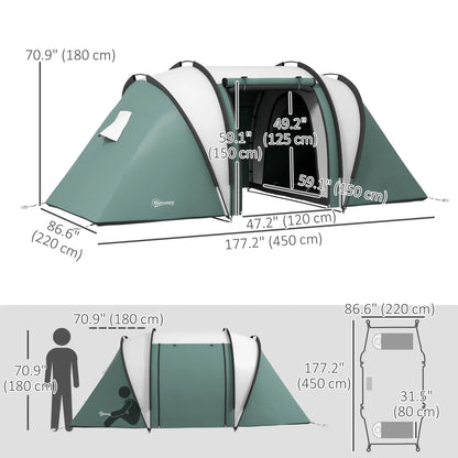 Camping Tent, 2 Bedrooms, Living Area, 3000mm Waterproof, Army Green Camping Tents at Gallery Canada