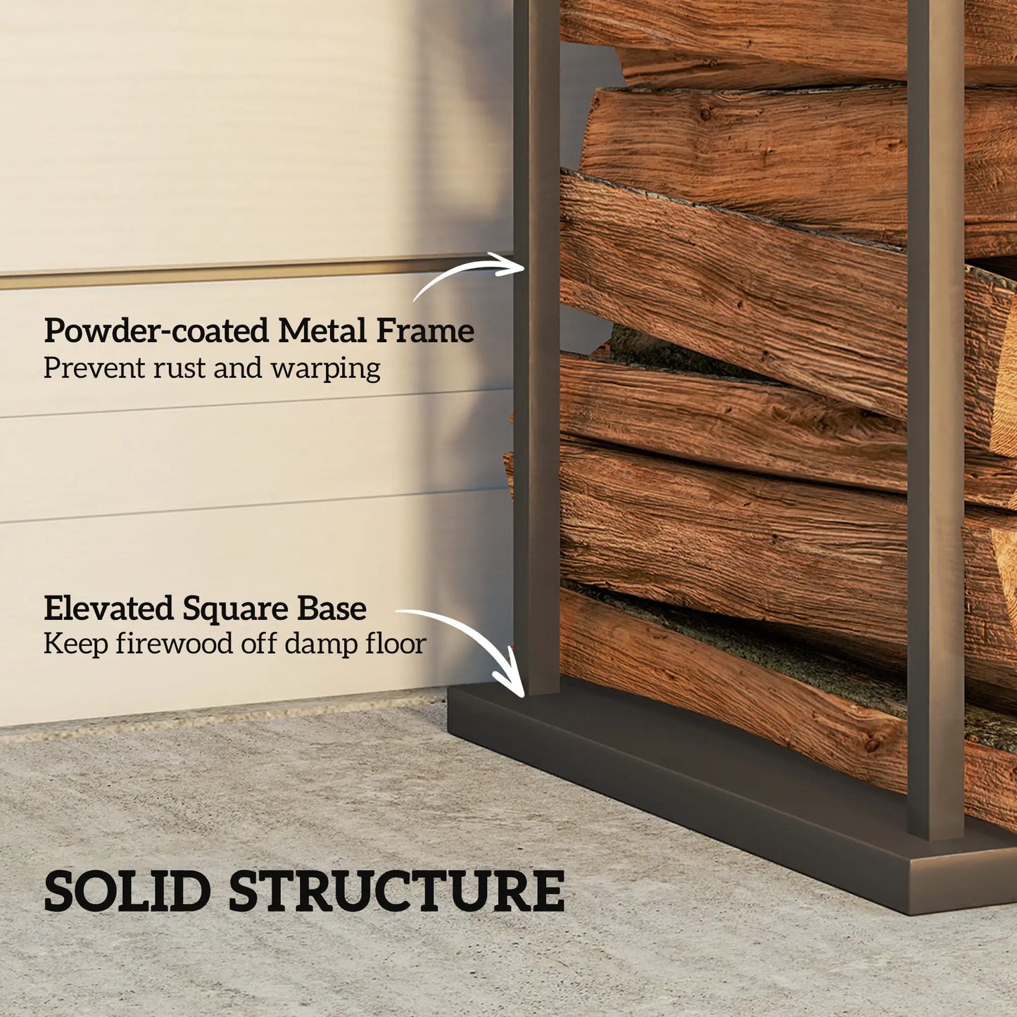 Firewood Rack Outdoor, Heavy Duty Log Holder, 13 x 13 x 43, Black Firewood Racks at Gallery Canada