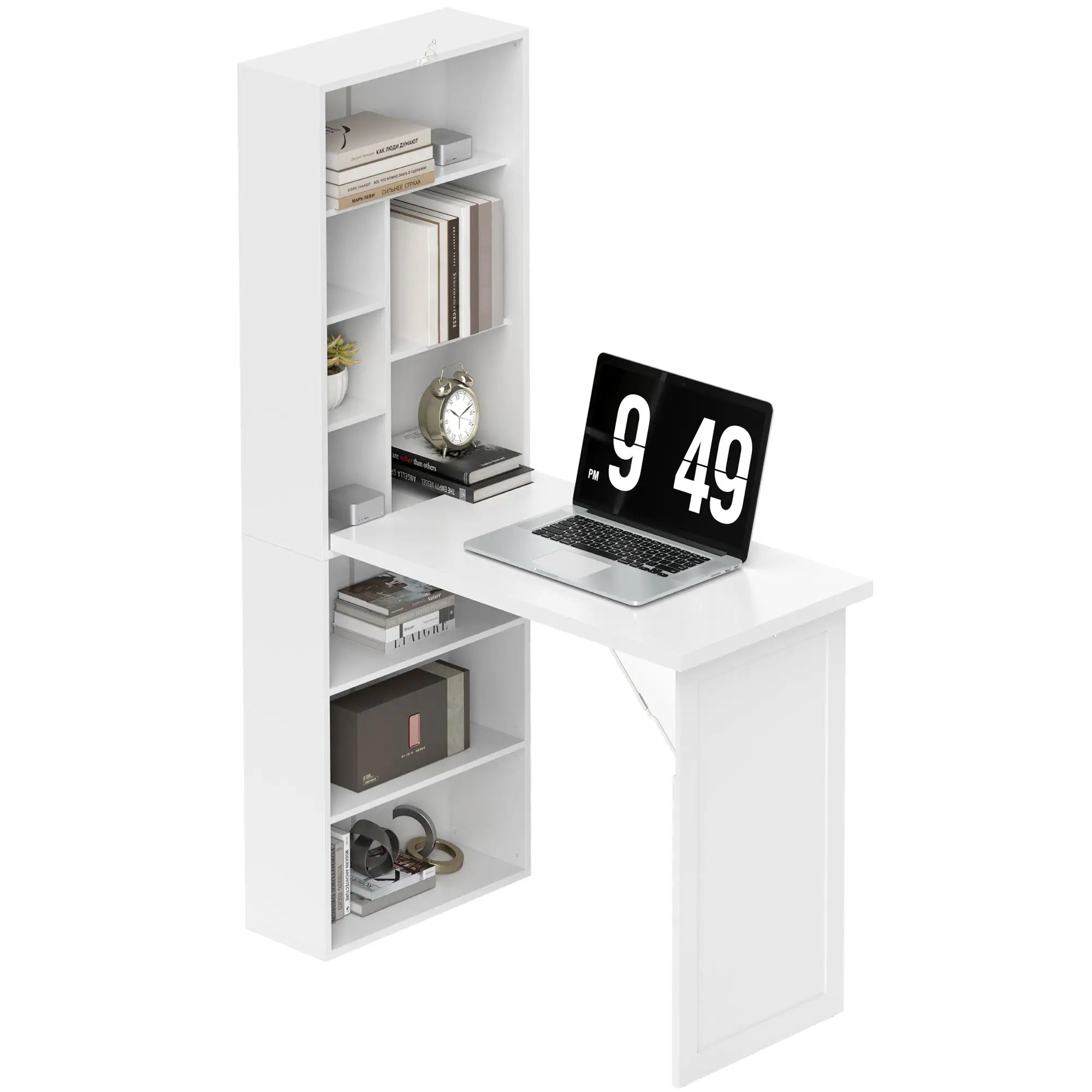Fold Out Convertible Office Desk, Wall Mount Computer Desk, White Computer Desks White at Gallery Canada