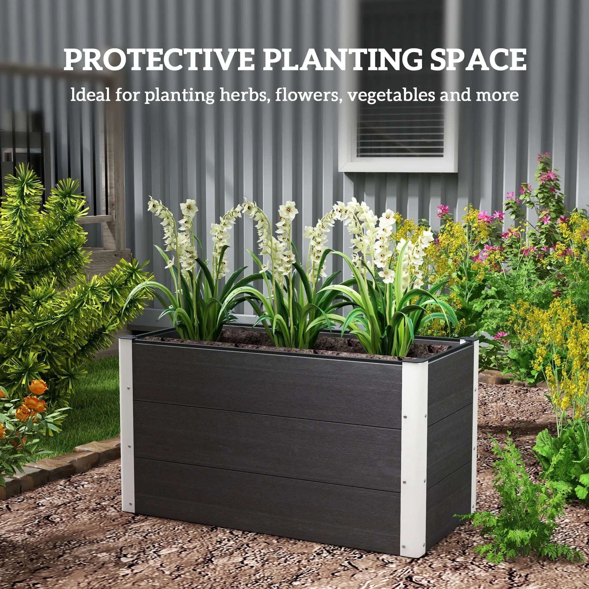 3' x 2' x 2' Raised Garden Bed, Wood Plastic Planter Box, Grey Galvanized Planter Boxes at Gallery Canada