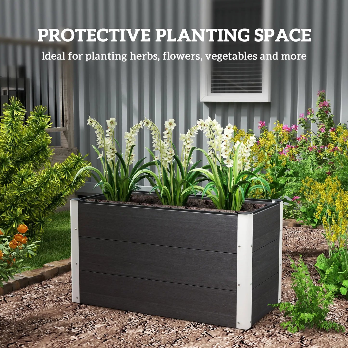3' x 2' x 2' Raised Garden Bed, Wood Plastic Planter Box, Grey Galvanized Planter Boxes at Gallery Canada