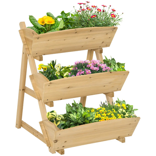 3 Tier Raised Garden Bed, Wooden Elevated Planter Box Kit