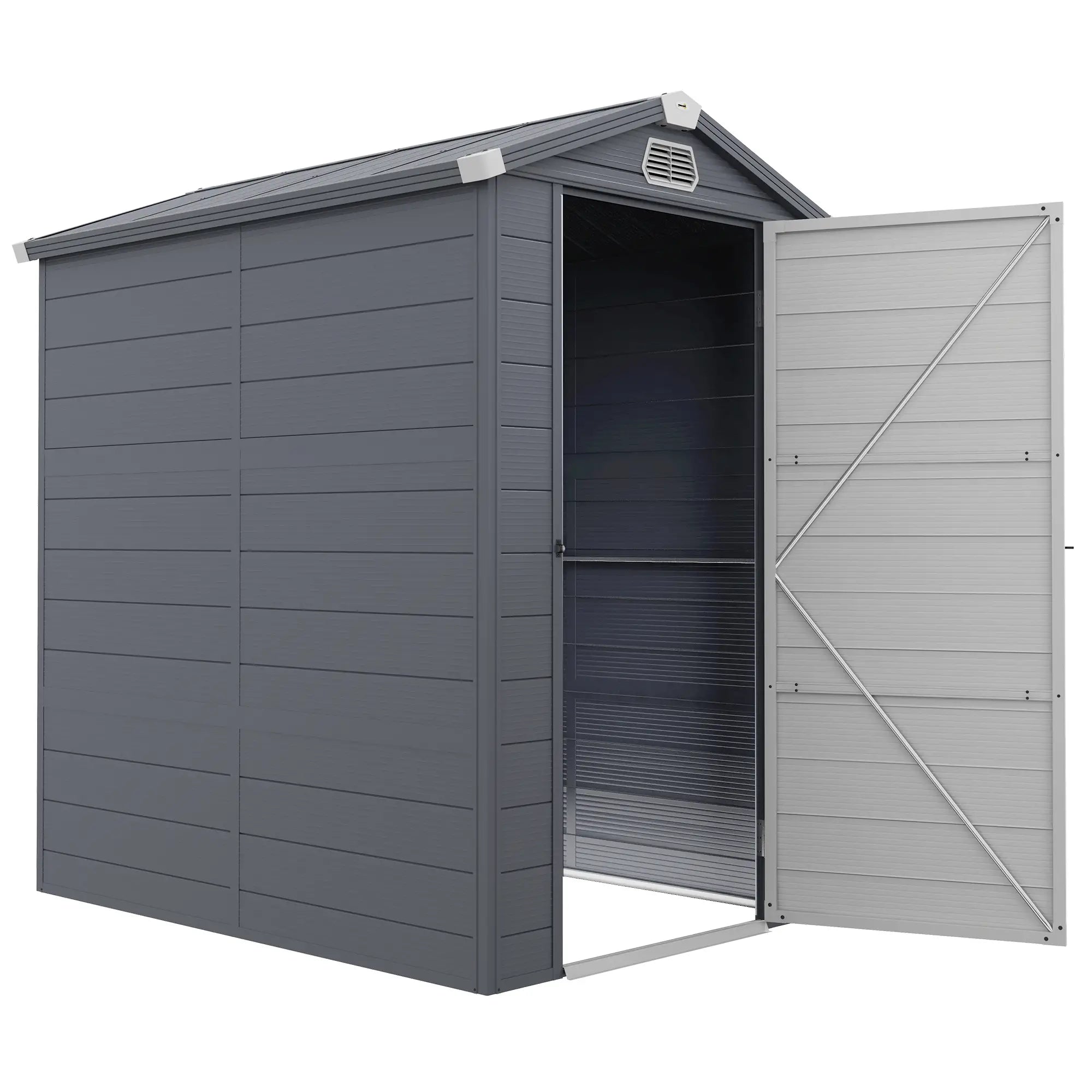 4.5' x 6' Plastic Storage Shed, Latch Door, Vents, Light Grey Sheds at Gallery Canada