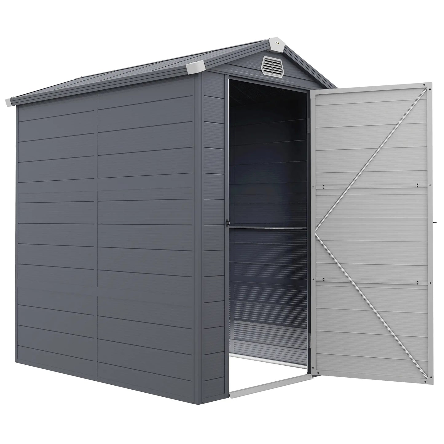 4.5' x 6' Plastic Storage Shed, Latch Door, Vents, Light Grey Sheds at Gallery Canada