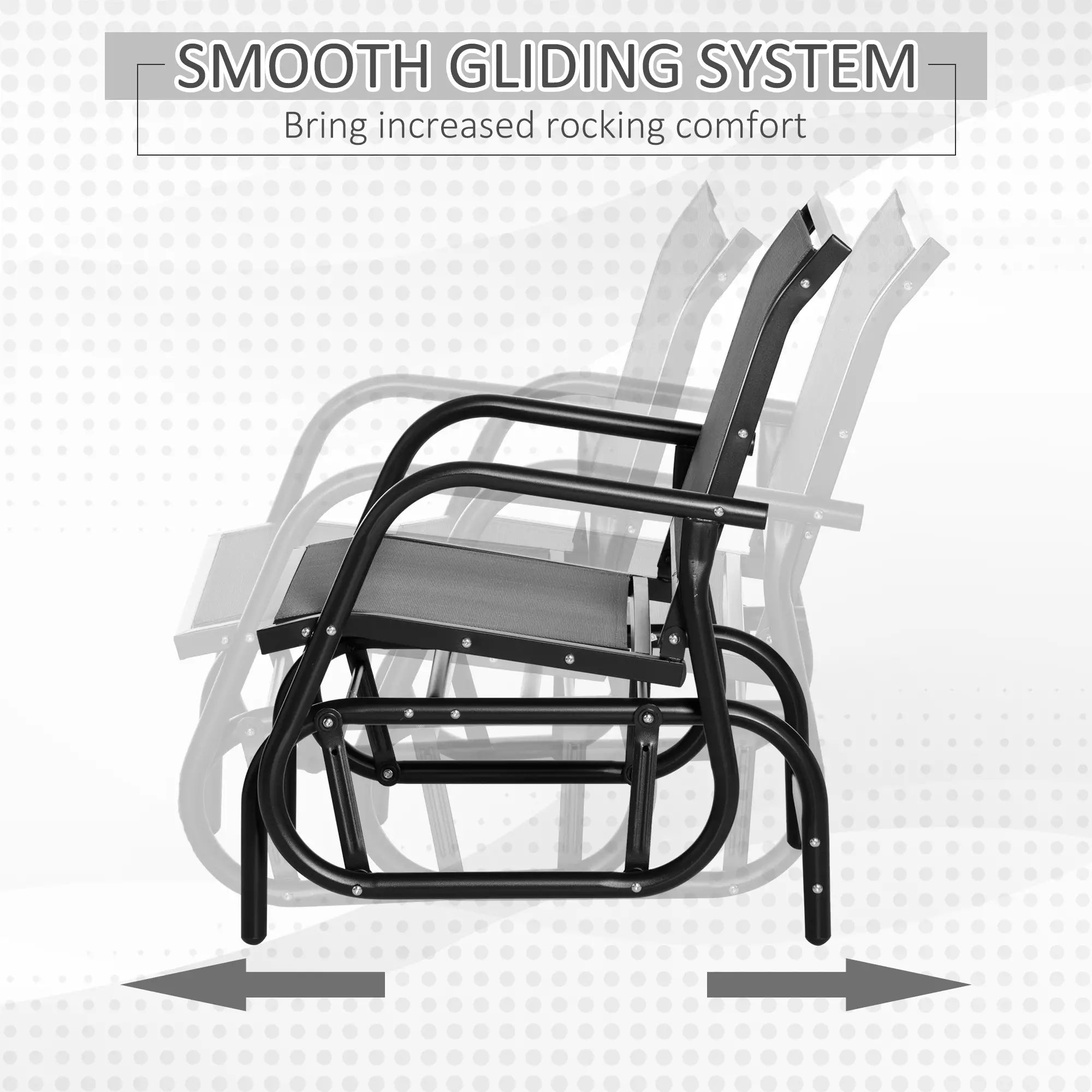 Patio Glider, Breathable Mesh Seat, Metal Frame, Outdoor Swing Chair, Grey Outdoor Gliders at Gallery Canada