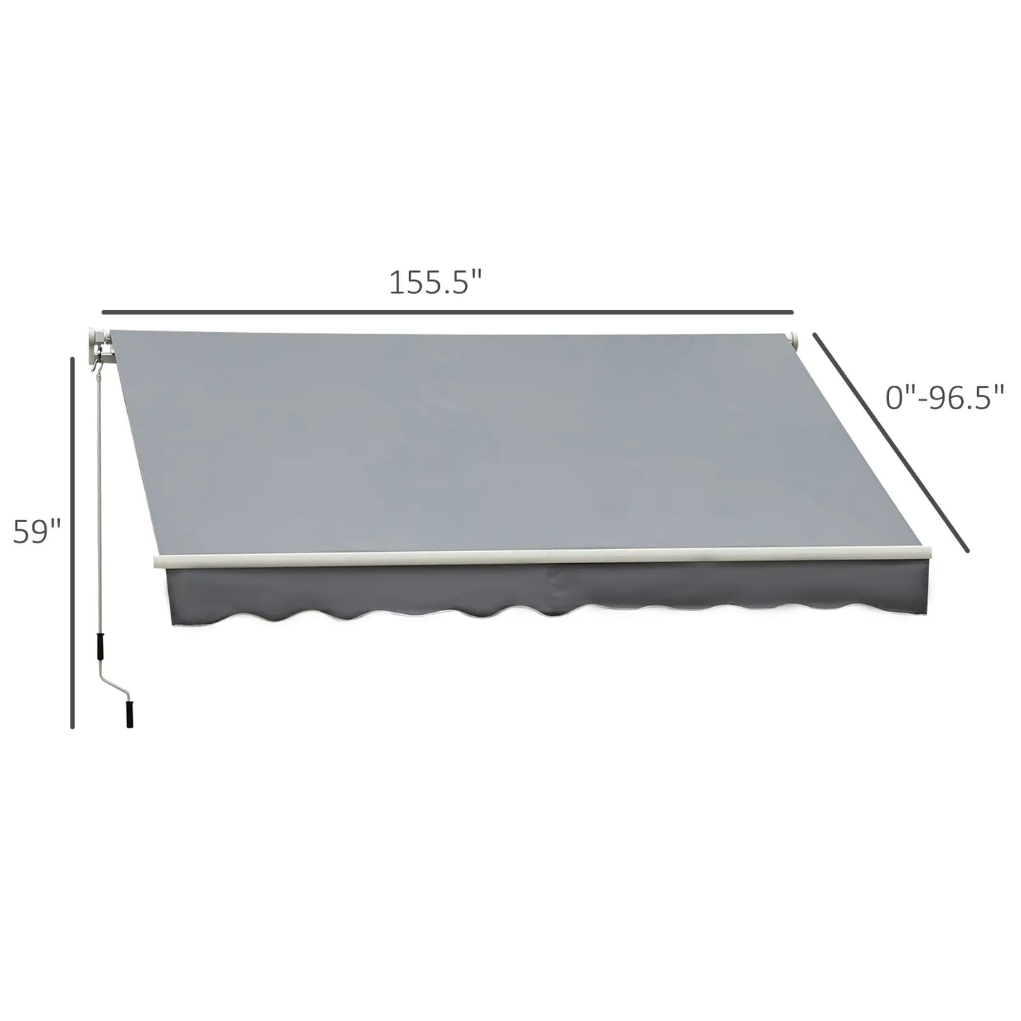 13' x 8' Manual Retractable Patio Awning, Sun Shade, Aluminum Frame, Grey Deck Awnings at Gallery Canada