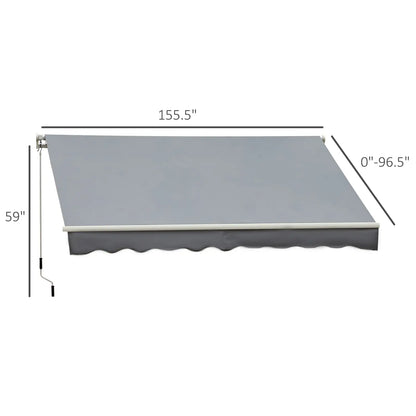 13' x 8' Manual Retractable Patio Awning, Sun Shade, Aluminum Frame, Grey Deck Awnings at Gallery Canada
