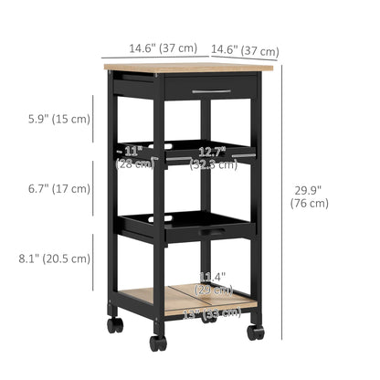 Kitchen Island Rolling Trolley, Utility Serving Cart with Drawer, Black Kitchen Islands & Kitchen Carts at Gallery Canada
