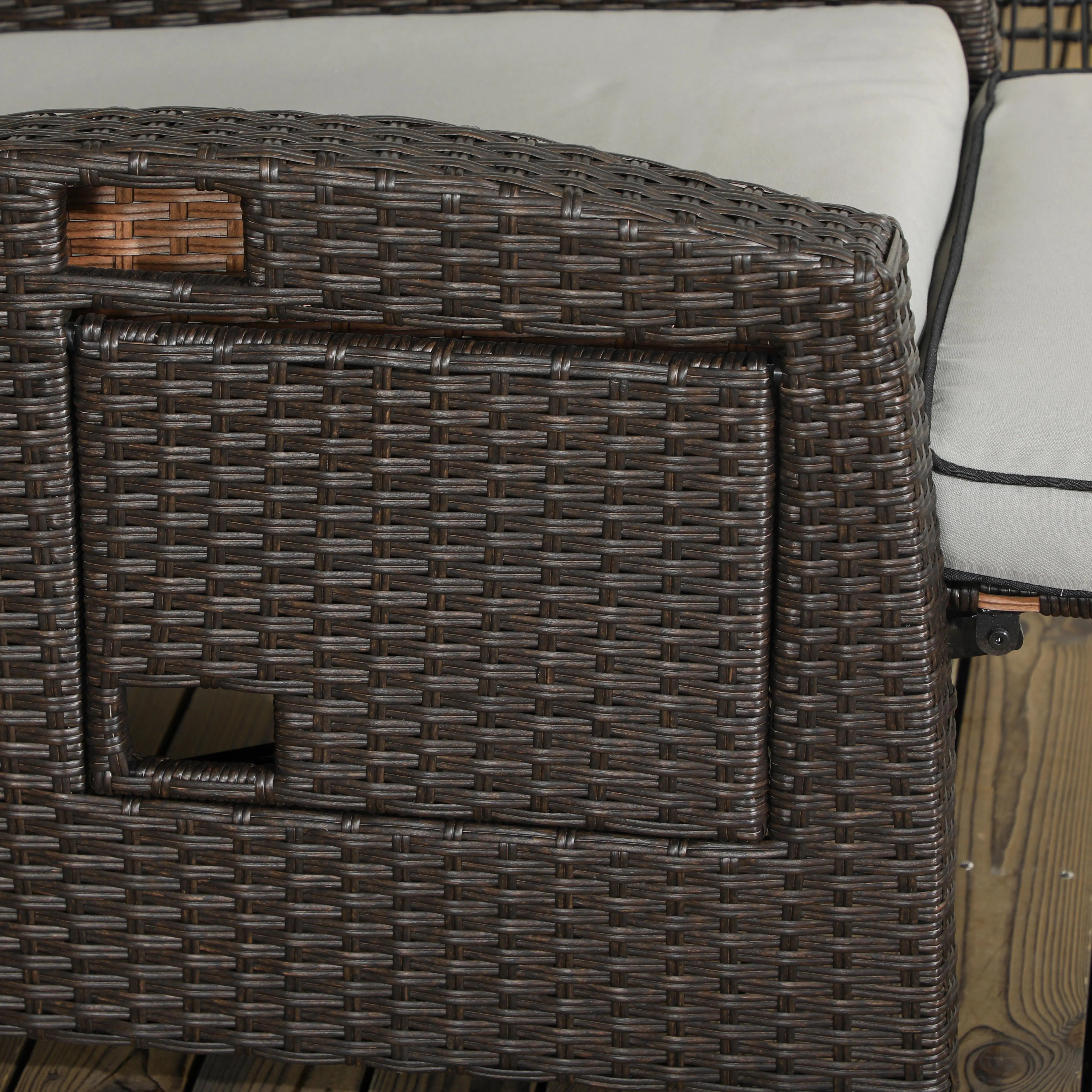 Outdoor Recliner Chair, Adjustable Backrest, Cushion, Side Tray, Light Grey Chaise Loungers at Gallery Canada