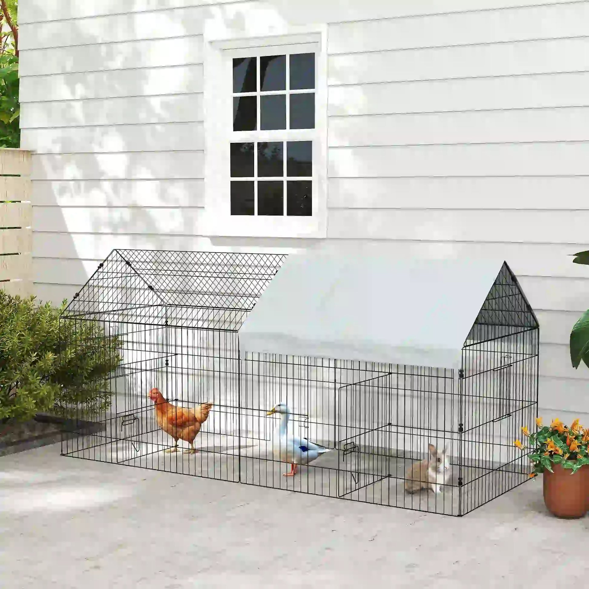 87" Small Animal Cage with Roof, Indoor/Outdoor Use, for Chicken, Rabbits, Chinchillas, Silver Houses & Habitats at Gallery Canada