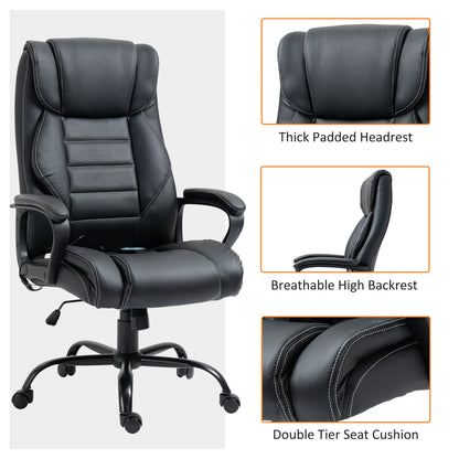 Massage Office Chair, High Back Executive, 6-Point Vibration, Adjustable Height, Black Massage Chairs at Gallery Canada