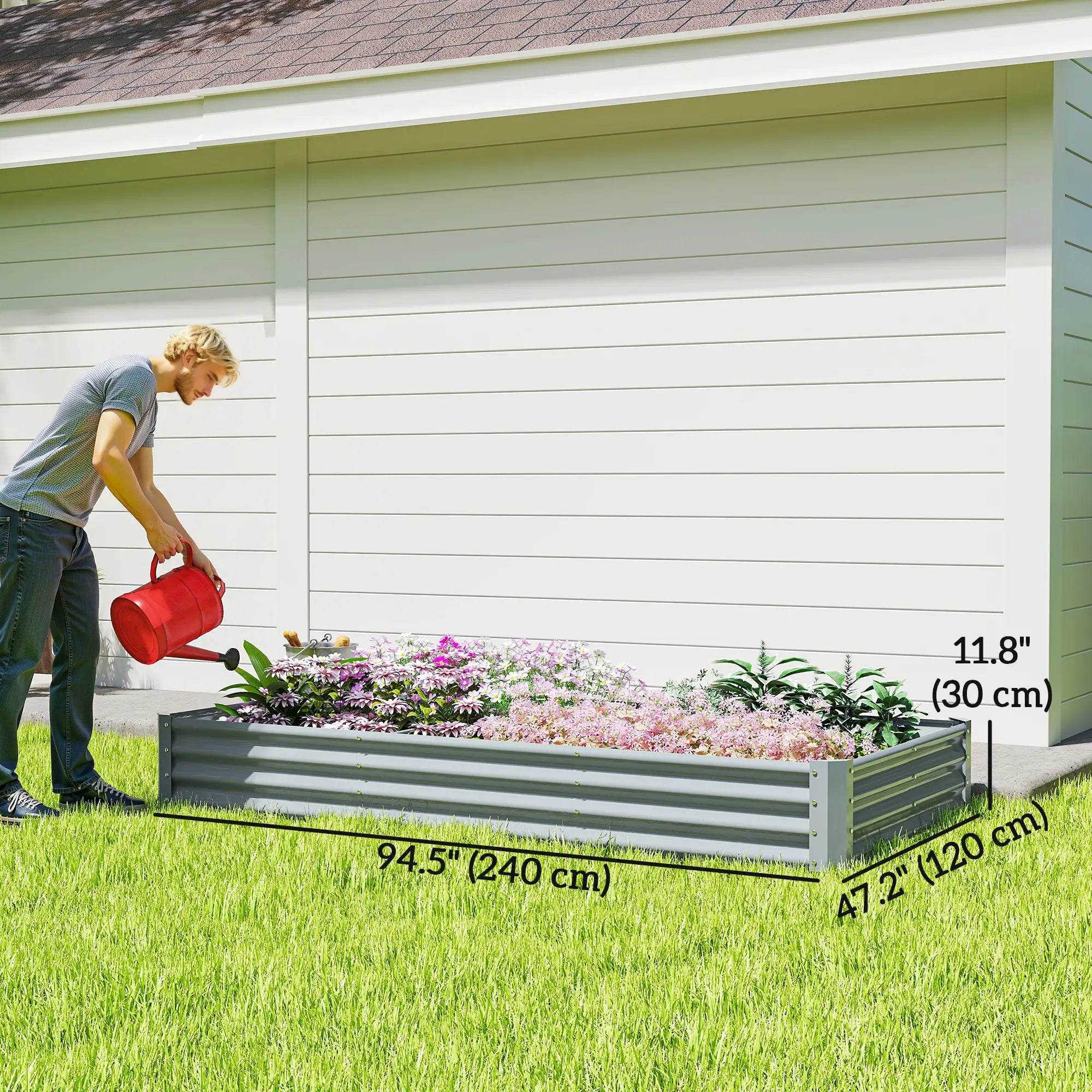 8 x 4 x 1ft Galvanized Raised Garden Bed, Reinforced Outdoor Planter Box, Silver Raised Garden Beds at Gallery Canada