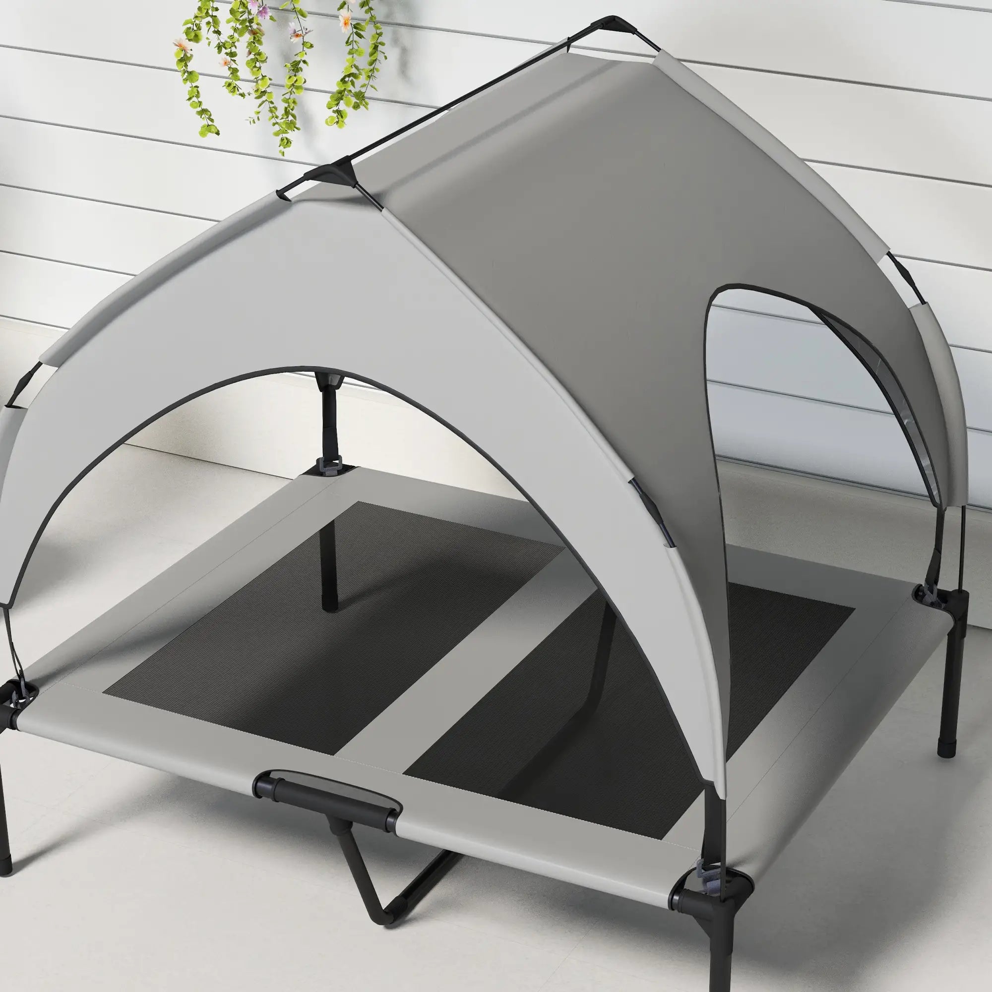 Raised Dog Bed, Cooling Cot with Canopy, Washable Mesh, Medium Large, Light Grey Elevated Dog Beds at Gallery Canada