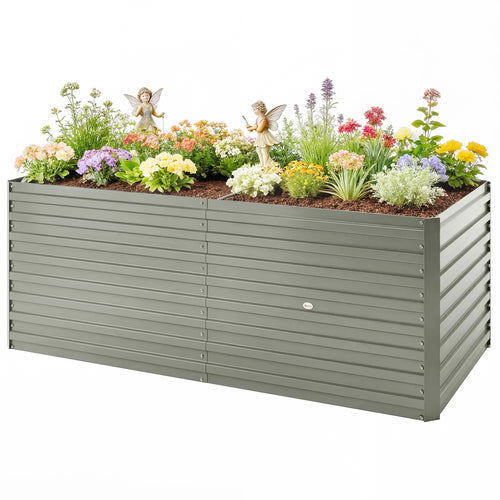5' x 3' x 2' Galvanized Raised Garden Bed, Light Grey Planter Box, Light Grey