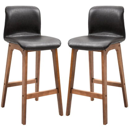 Modern Bar Stools Set of 2, Counter Height, PU Leather, Wooden Frame, Dark Brown Bar Stools at Gallery Canada