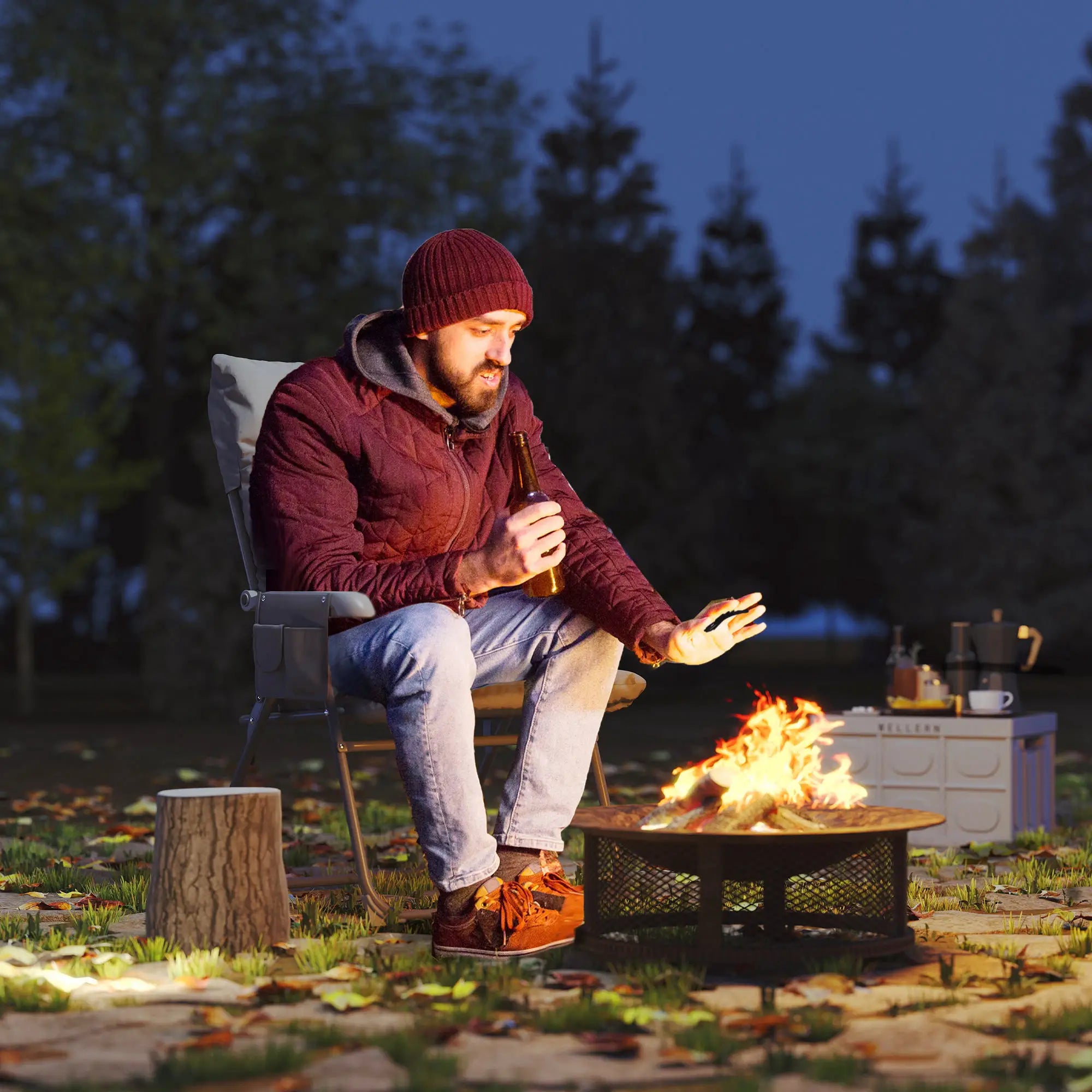 5-Level Reclining Camping Chair, Adjustable High Back, Side Pockets, Compact Picnic Tables & Camping Chairs at Gallery Canada