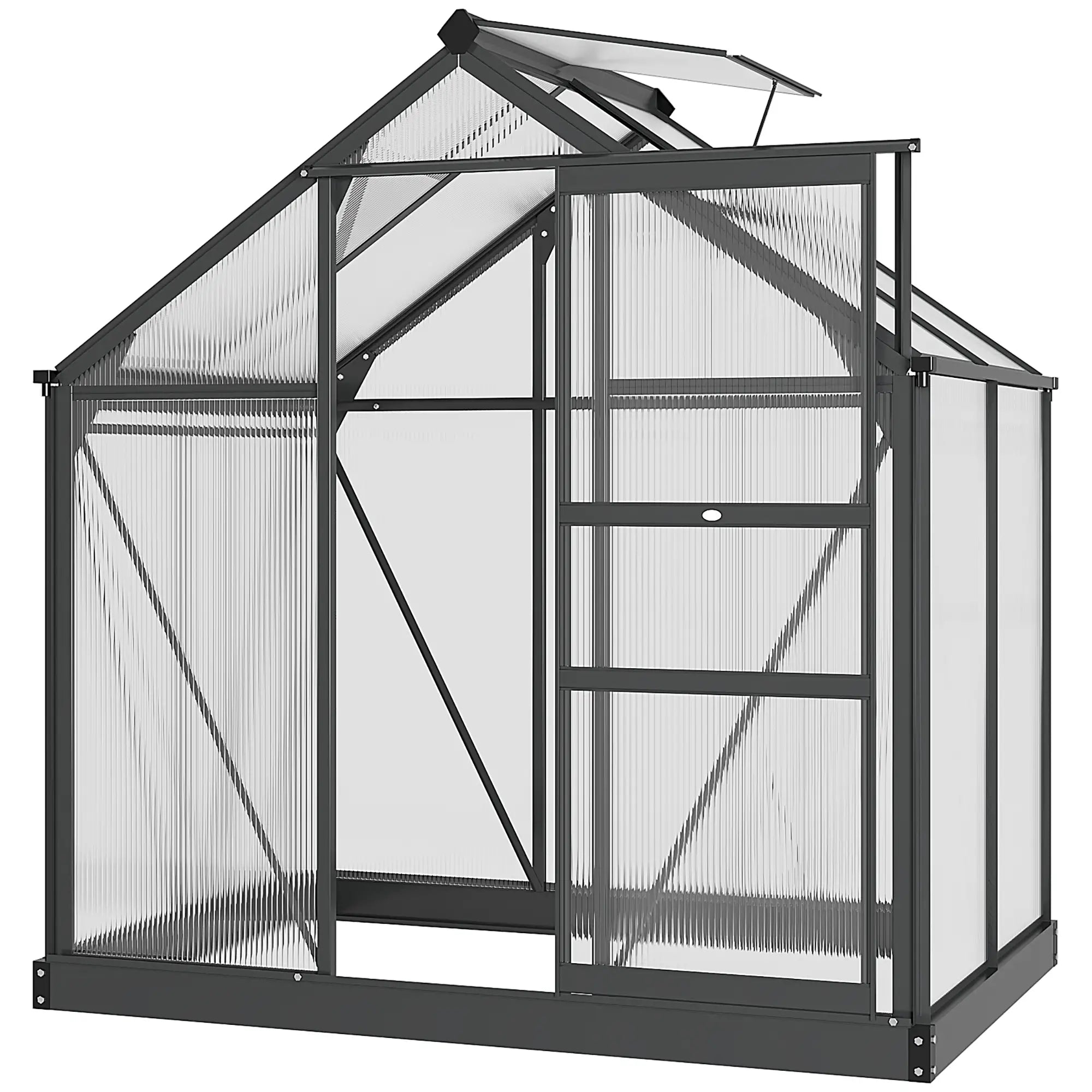 Greenhouse Garden, PC Board with Sliding Door, 6.2' x 4.3' x 6.6', Grey Walk In Greenhouses at Gallery Canada