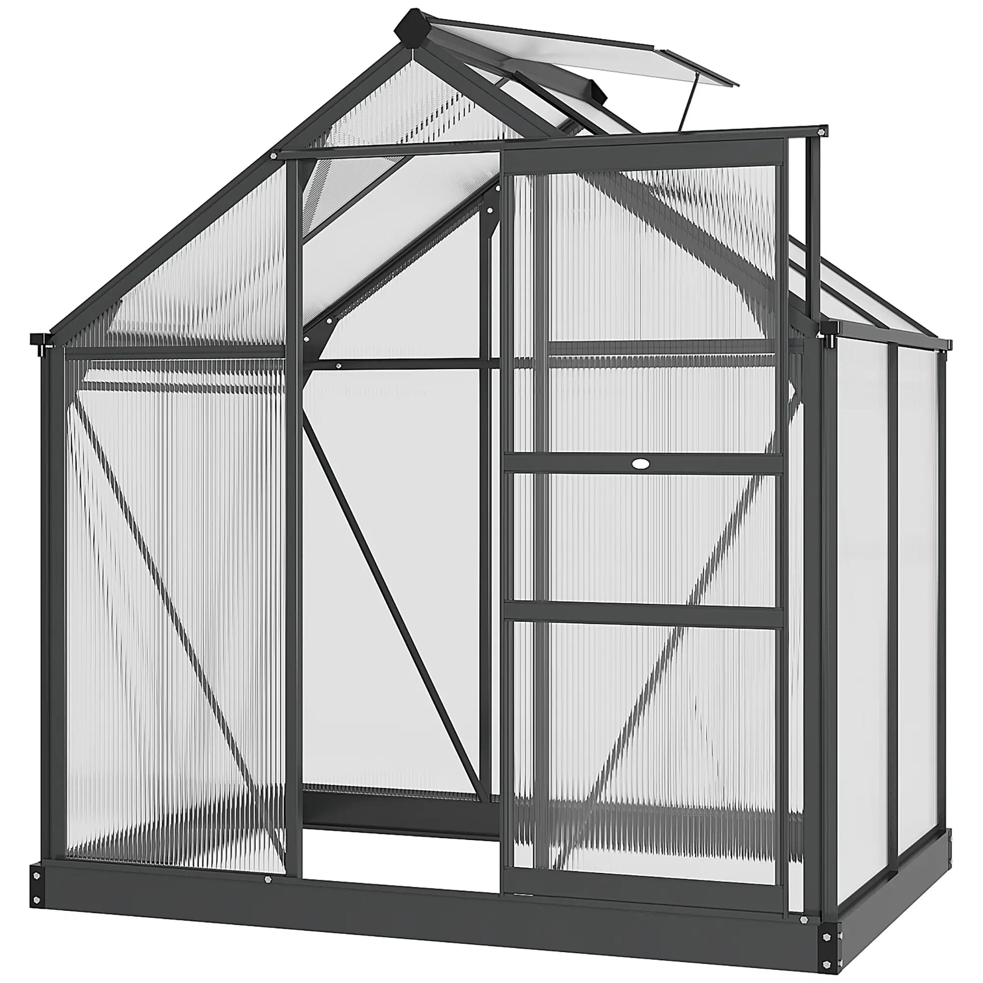 Greenhouse Garden, PC Board with Sliding Door, 6.2' x 4.3' x 6.6', Grey Walk In Greenhouses at Gallery Canada
