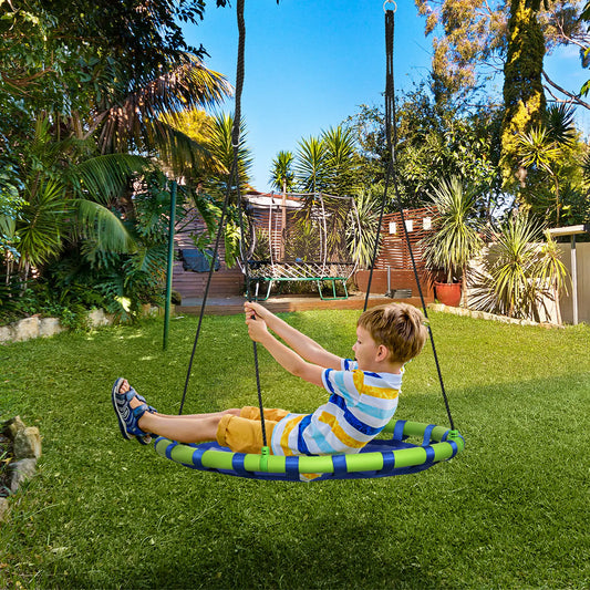 40 Inch Saucer Tree Swing, Adjustable Ropes, Steel Frame, 330lbs Capacity, Blue Gym Sets & Swings Blue, Green, Black at Gallery Canada