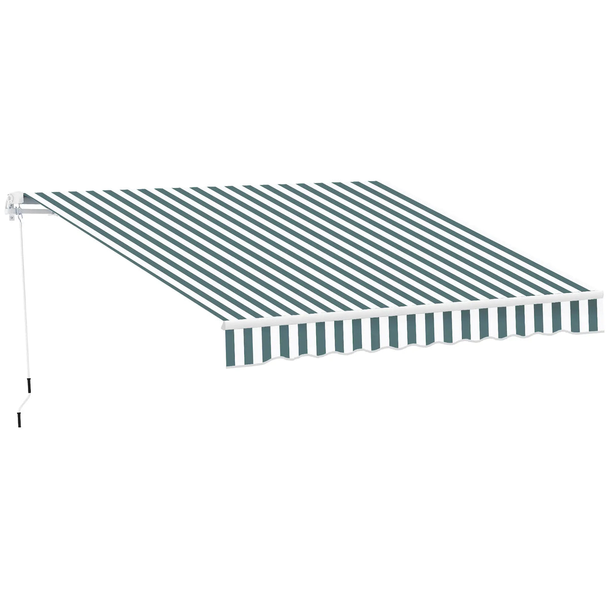 Retractable Patio Awning 8x7 ft, Water Resistant UV Aluminum Frame Deck Awnings Green and White Fabric at Gallery Canada