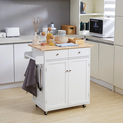 Rolling Kitchen Island with Storage, Adjustable Shelf, White Kitchen Islands & Kitchen Carts at Gallery Canada