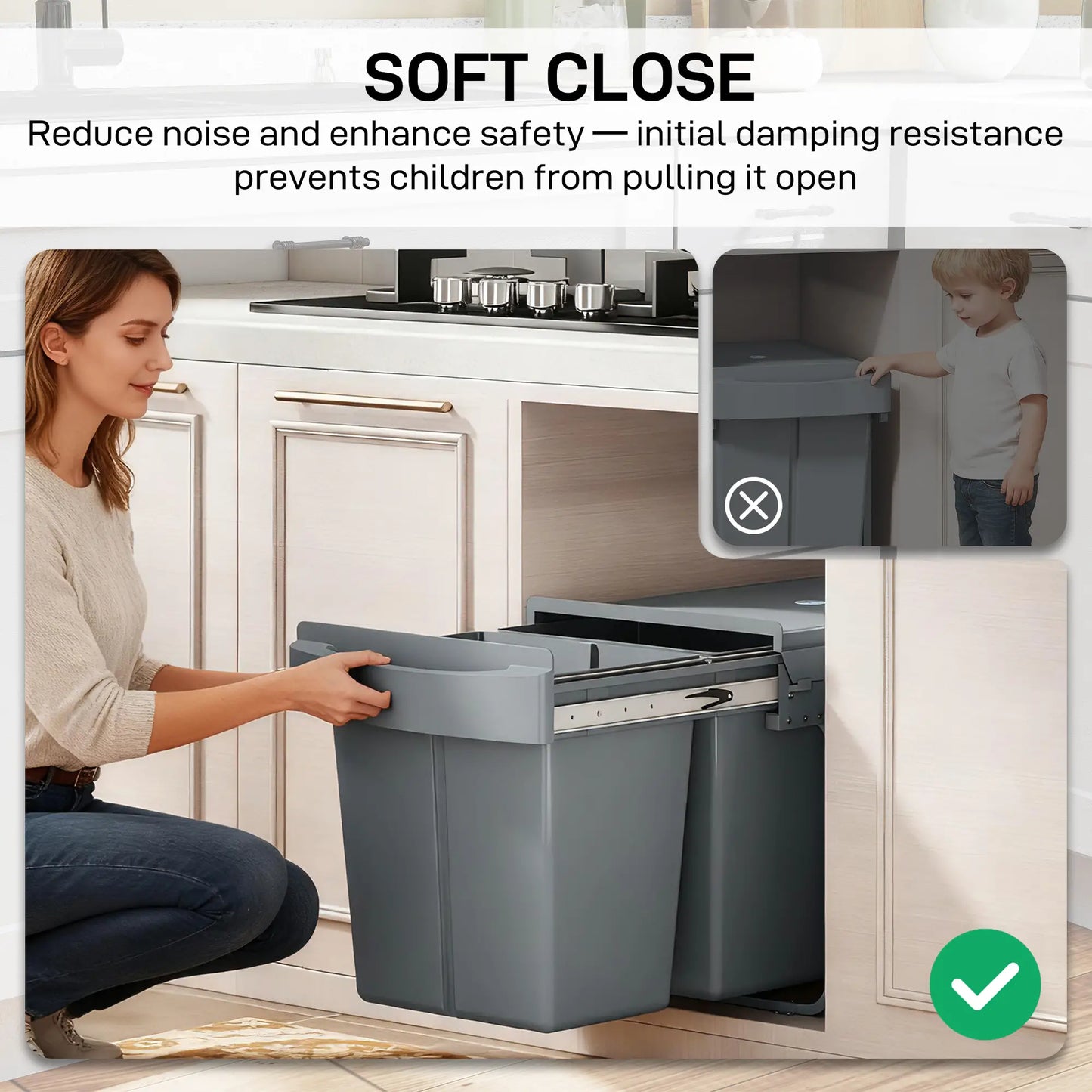 Pull Out Trash Can Under Cabinet, 10.6 Gallon, Grey Household Supplies at Gallery Canada