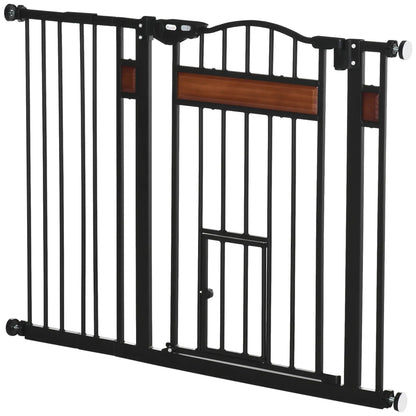 29.1''-41.3'' Extra Wide Dog Gate, Cat Door, Pressure Fit, Auto Close Houses, Kennels & Pens Black at Gallery Canada