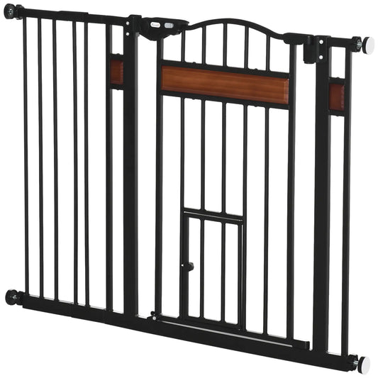 29.1''-41.3'' Extra Wide Dog Gate, Cat Door, Pressure Fit, Auto Close Houses, Kennels & Pens Black at Gallery Canada