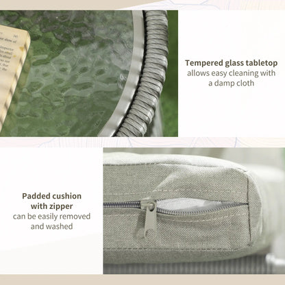 3 Piece Outdoor Bistro Set, Wicker Rattan Furniture, Light Grey Bistro Sets at Gallery Canada