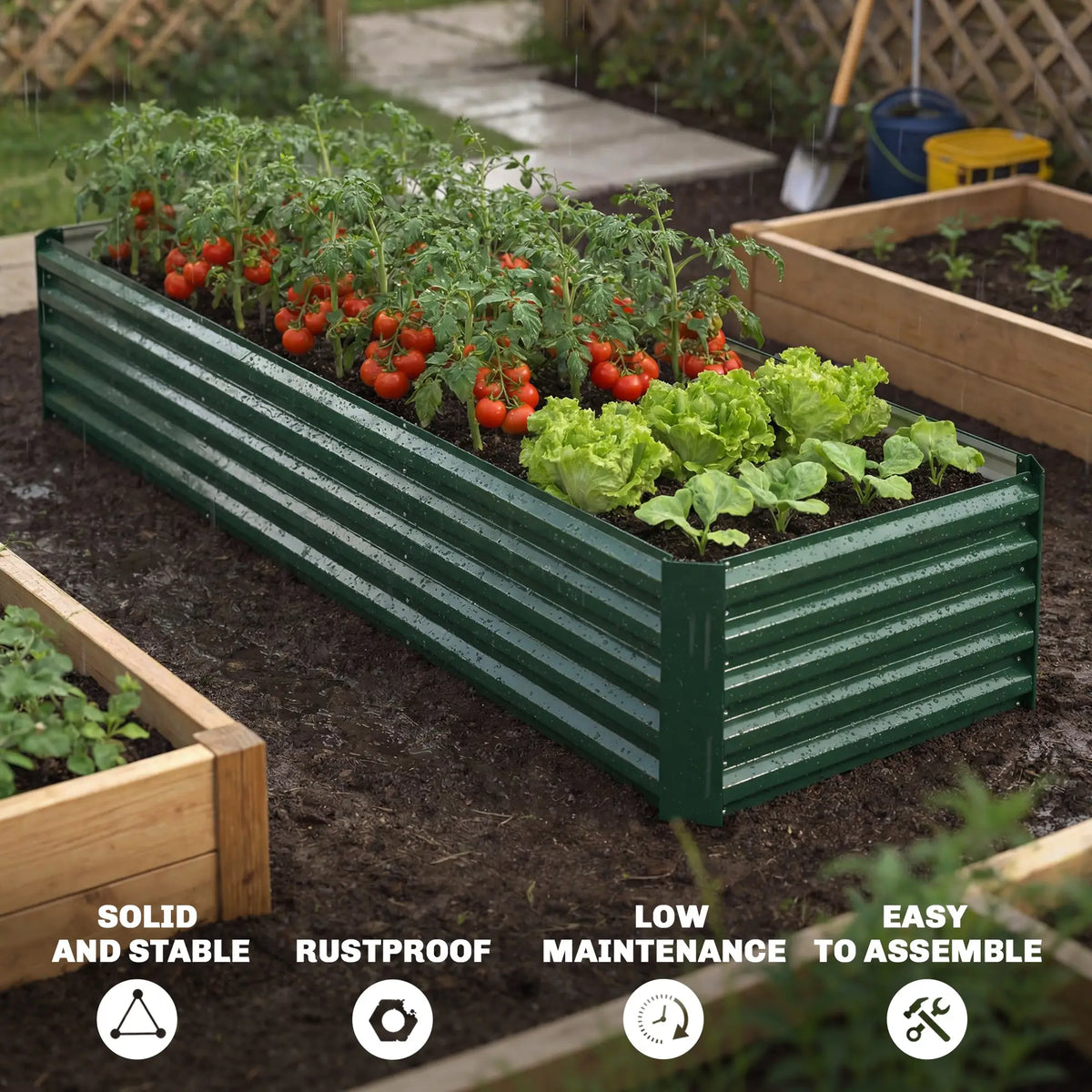 8 x 2.6 x 1.5ft Galvanized Raised Garden Bed, Outdoor Planter Box, Green Galvanized Planter Boxes at Gallery Canada