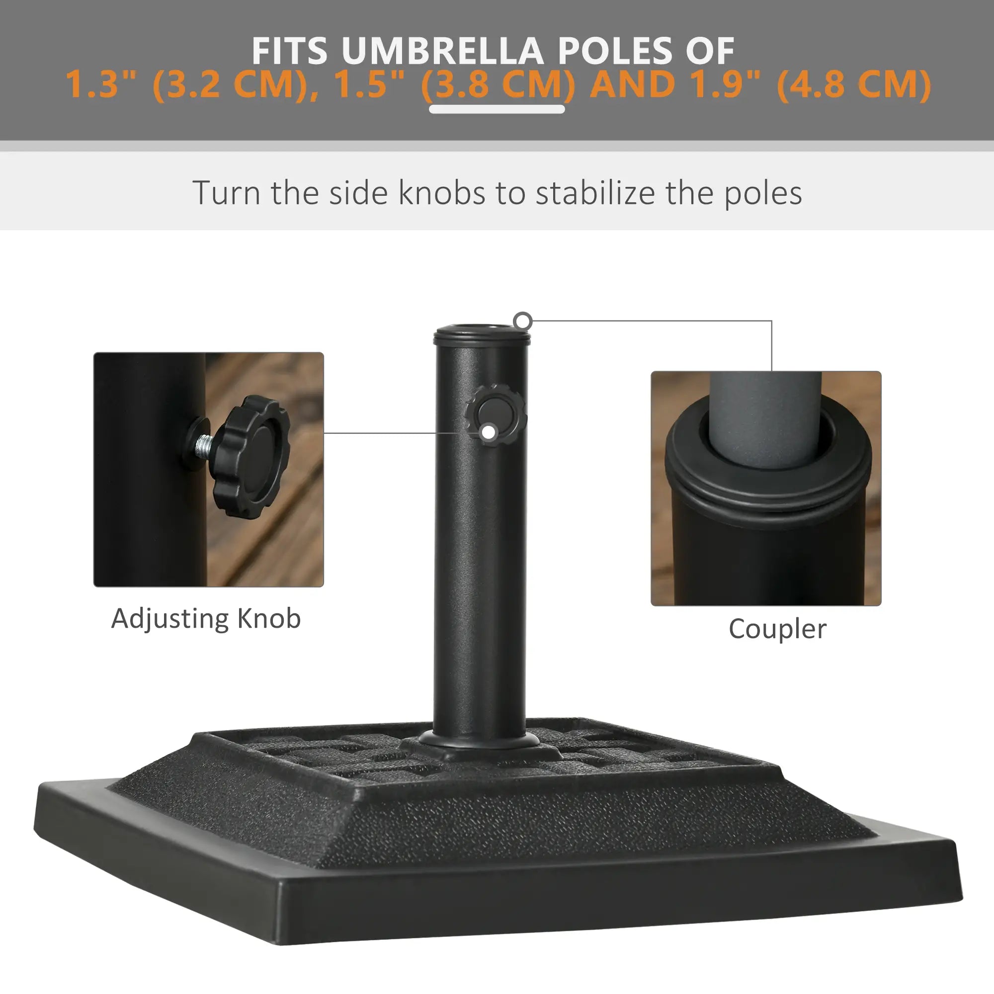 26 lb Heavy Duty Patio Umbrella Base, Square Resin Stand, Outdoor, Black Umbrella Bases at Gallery Canada