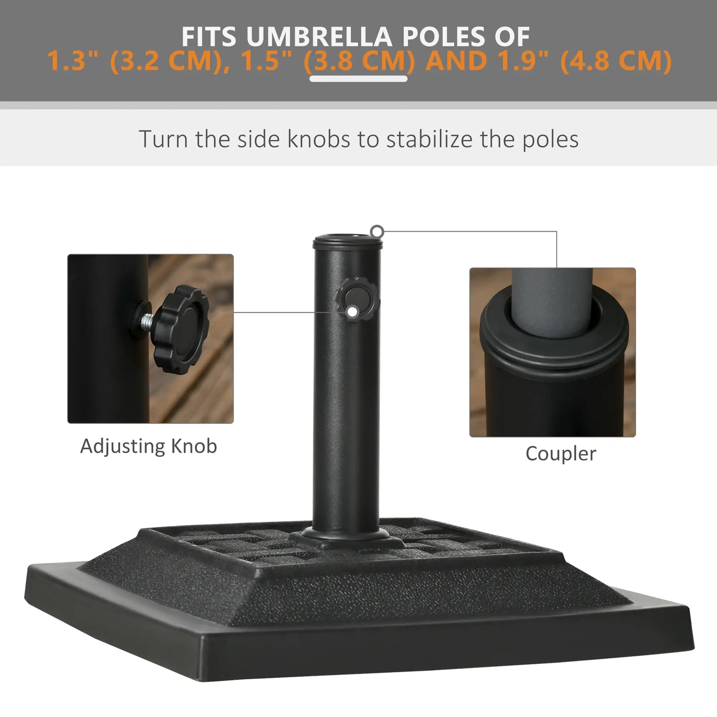 26 lb Heavy Duty Patio Umbrella Base, Square Resin Stand, Outdoor, Black Umbrella Bases at Gallery Canada