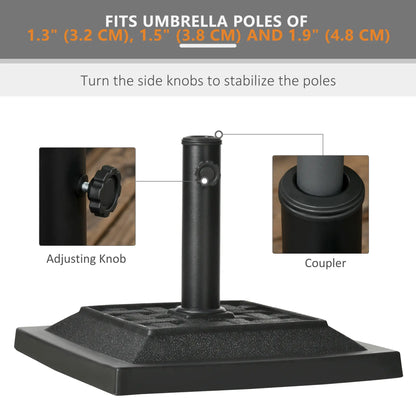 26 lb Heavy Duty Patio Umbrella Base, Square Resin Stand, Outdoor, Black Umbrella Bases at Gallery Canada
