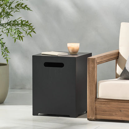 Metal Propane Tank Cover Side Table, 15.5" L x 15.5" W x 20" H, Dark Grey Patio Side Tables at Gallery Canada