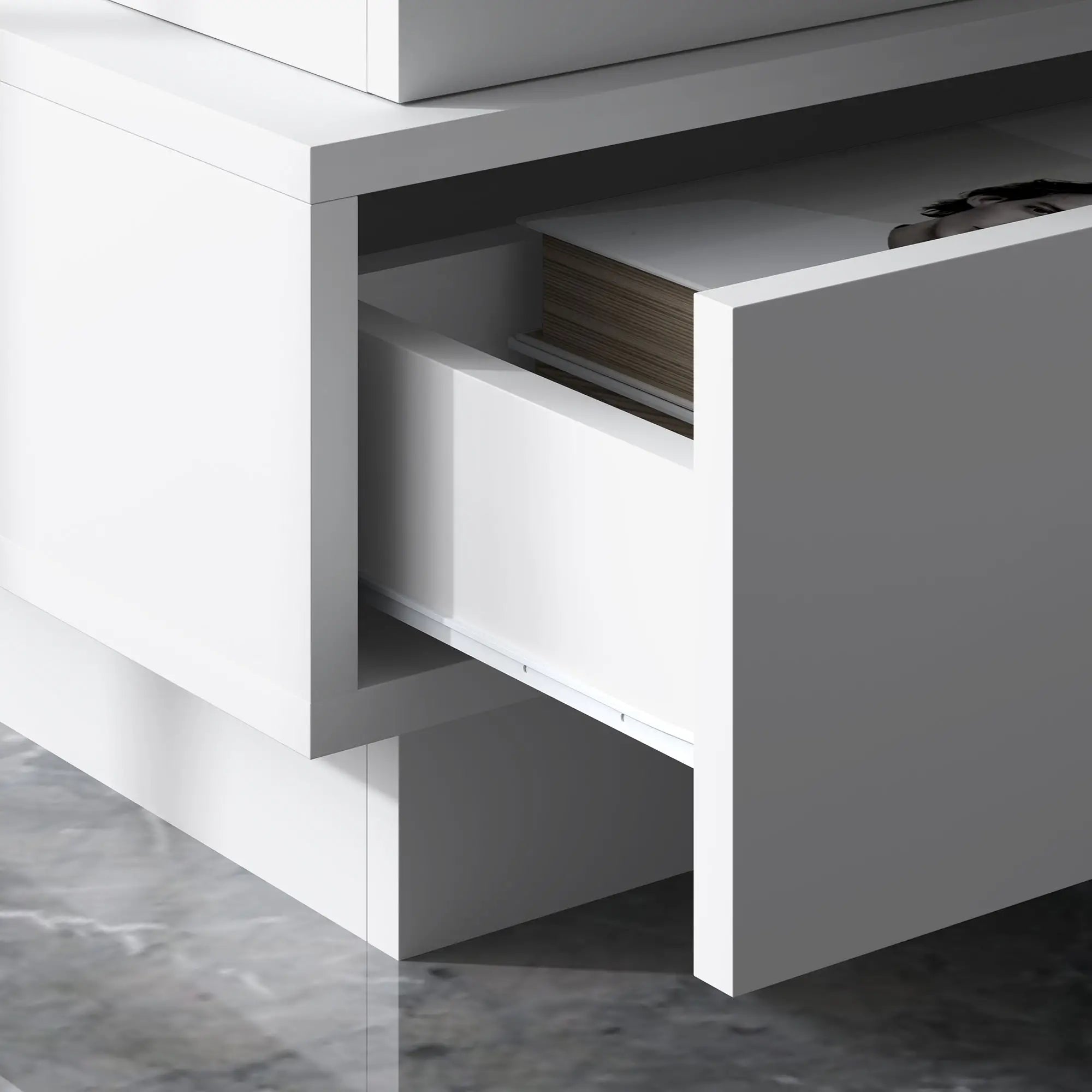 Modern Nightstand with Charging Station, LED Light, USB Ports, White Bedside Tables at Gallery Canada